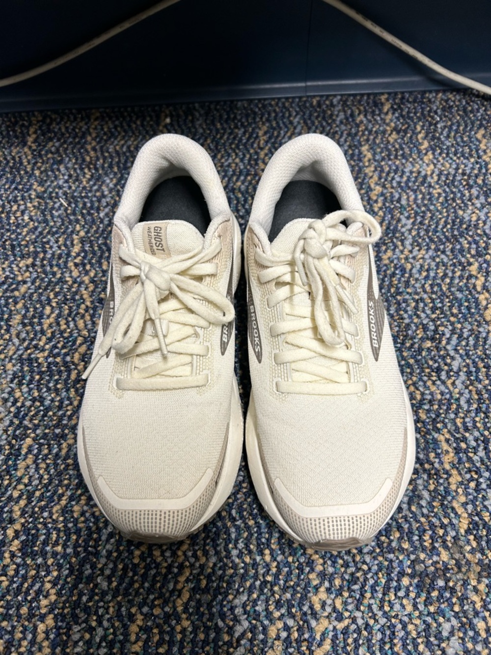 Weatherized Brooks Ghost Running Shoes in Off-White